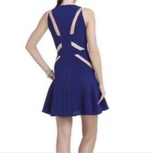 BCBGMaxAzria Cobalt Blue cutout/mesh Mini Dress, US4 - Picture 2 of 12